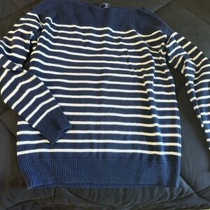 GAP Navy and White Striped Women's Sweater